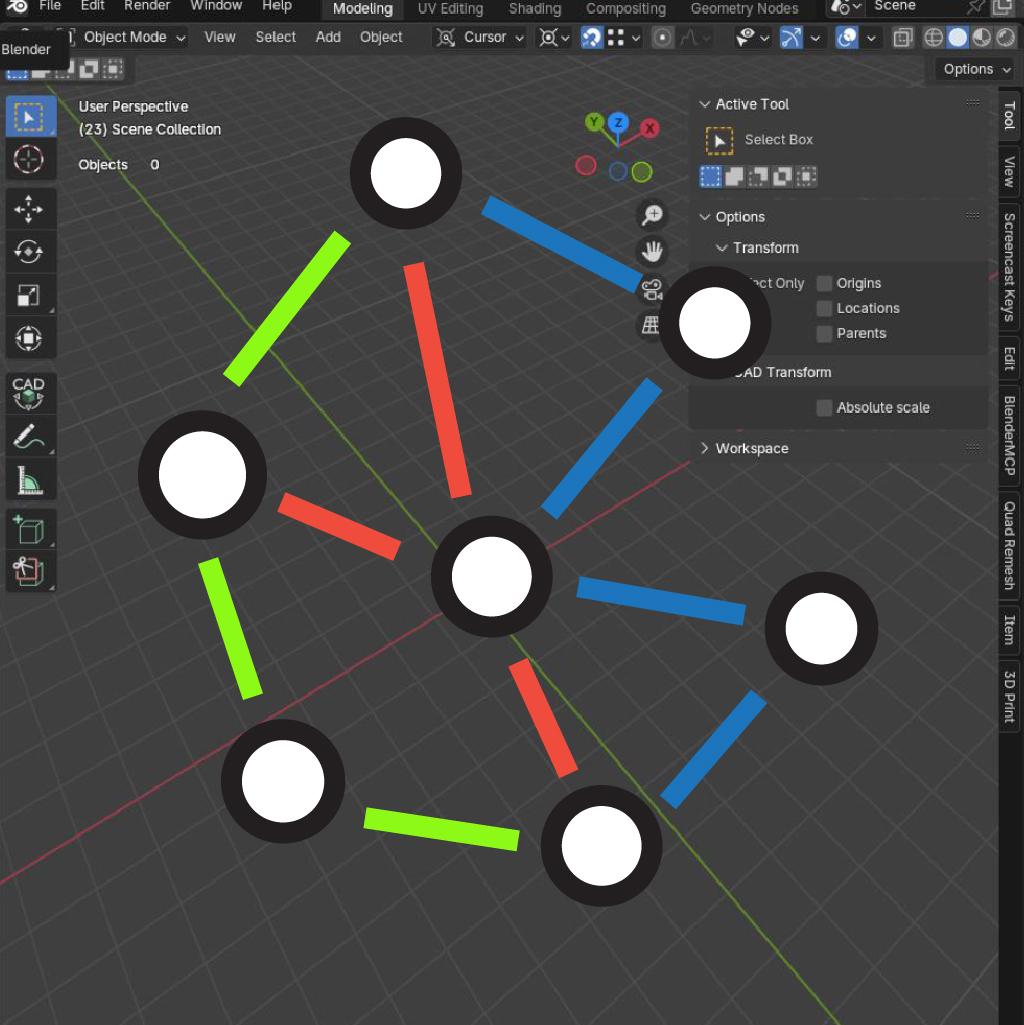 Visual representation of the adaptive learning curriculum structure in Blender